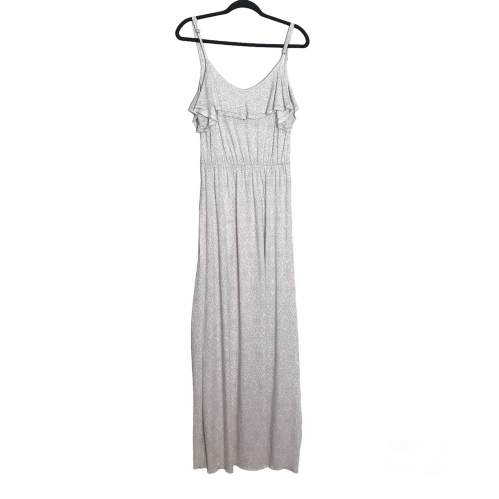 O’Neil Cream Geometric Ruffled Empire Waist Sleeveless Maxi Dress Size S Boho